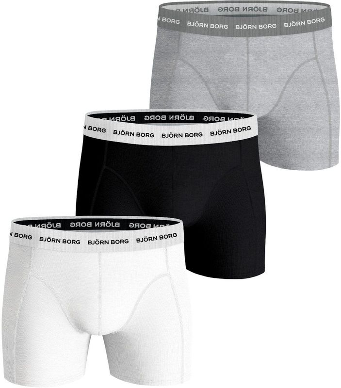 Bjorn Borg - Cotton Stretch - Boxershorts - Grijs Zwart Wit - 3-pack