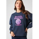 Borg - Boyfriend Sweatshirt - Navy Blauw - Oversized