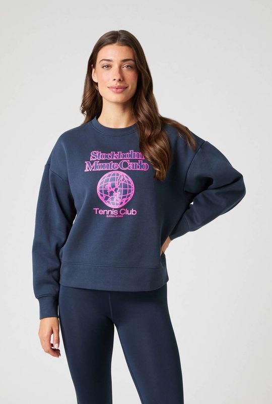 Borg - Boyfriend Sweatshirt - Navy Blauw - Oversized