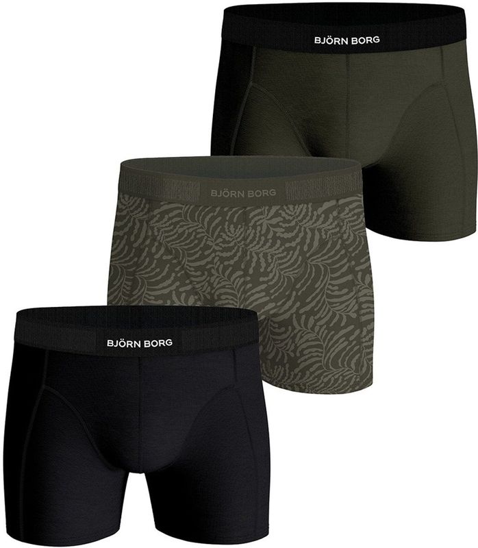 Björn Borg - Premium Cotton Stretch - Boxershorts - Groen en Zwart - 3-Pack