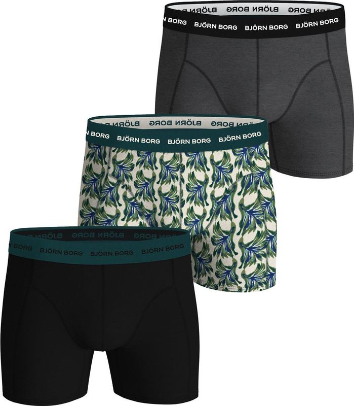 Björn Borg - Boxershorts - Grijs - Zwart - Print - 3-pack