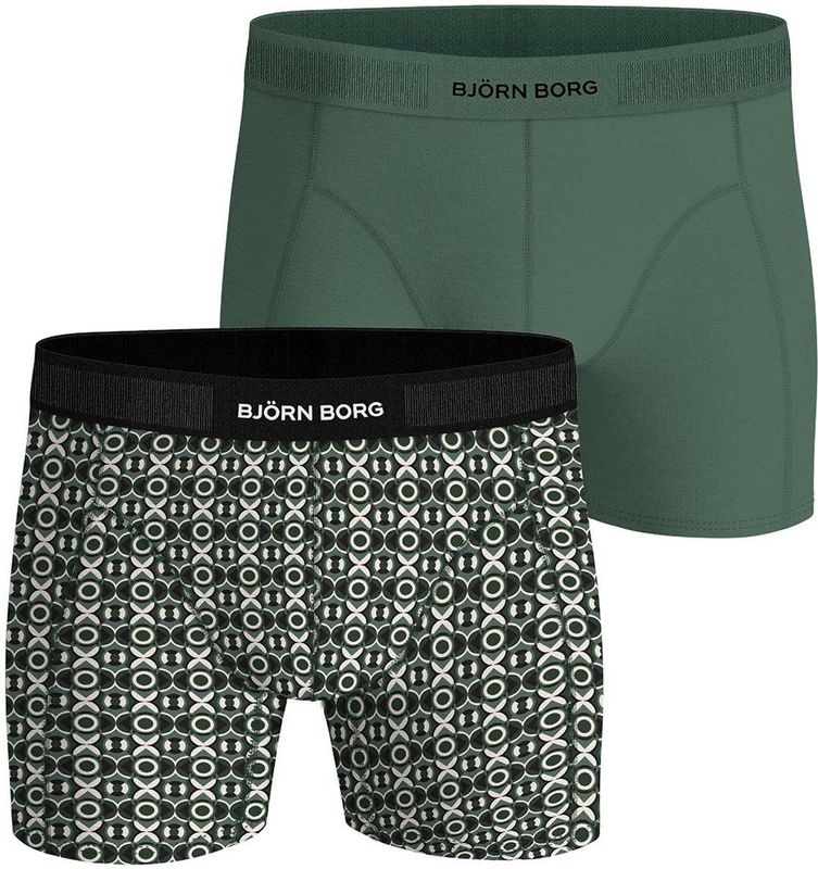 Björn Borg - Organic Cotton Stretch - Boxershort - Groen-print - 2-pack