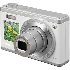 Digitale Camera, Invullicht Draagbare Compactcamera Ultra HD Auto Lichtgevoelig Dubbel Scherm Autofocus 10x Optische Zoom voor Vriendenbijeenkomst (Wit)