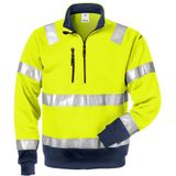Fristads Hi Vis Sweatshirt Met Korte Rits Klasse 3 728 Shv - Hi-Vis geel/marineblauw
