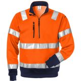 Fristads Hi Vis Sweatshirt Met Korte Rits Klasse 3 728 Shv - Hi-Vis oranje/marineblauw