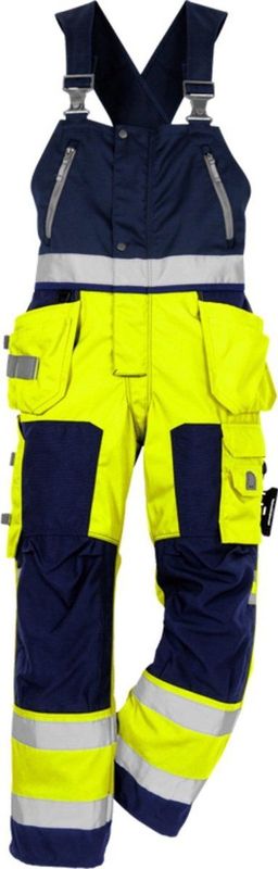 Fristads - High Vis Amerikaanse Overall - Geel/Marineblauw - Klasse 2 - 1014 PLU