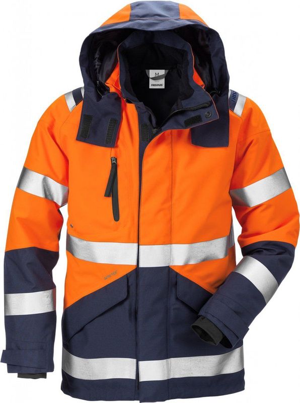 Fristads - GORE-TEX Shelljack - Hi-Vis Oranje/Marineblauw - Ademend - Waterdicht