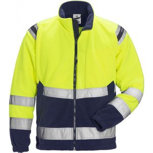 Fristads - Hi Vis Fleecejack - Hi-Vis Geel/Marineblauw - Winddicht - Klasse 3
