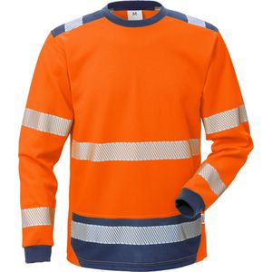 Fristads Hi Vis T-Shirt Lange Mouwen Klasse 3 7724 Thv - Hi-Vis oranje marineblauw