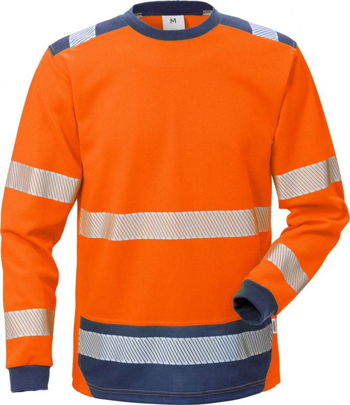 Fristads Hi Vis T-Shirt Lange Mouwen Klasse 3 7724 Thv - Hi-Vis oranje marineblauw