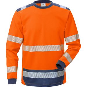 Fristads Hi Vis T-Shirt Lange Mouwen Klasse 3 7724 Thv - Hi-Vis oranje marineblauw