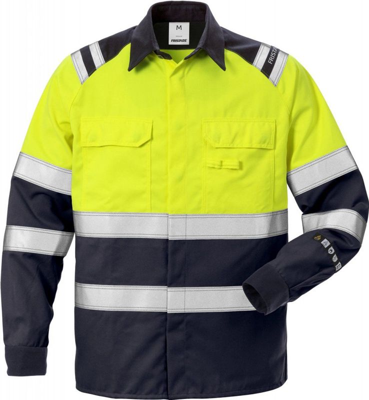 Fristads Flamestat high vis overhemd klasse 1 7051 ATS Hi-Vis geel/marineblauw maat XS