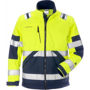 Fristads Hi Vis Softshelljack Klasse 2 4083 Wyh - Hi-Vis geel/marineblauw