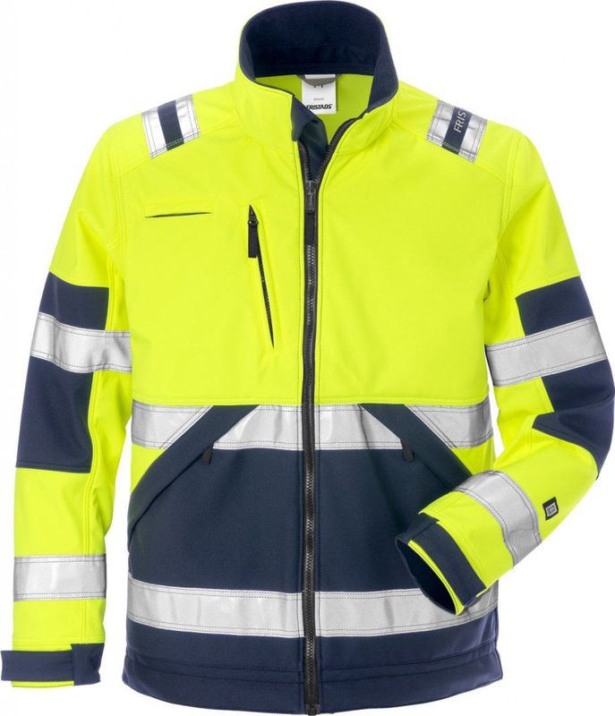 Fristads Hi Vis Softshelljack Klasse 2 4083 Wyh - Hi-Vis geel/marineblauw