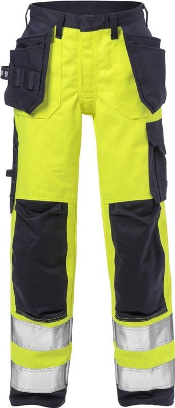 Fristads Flame Hi Vis Werkbroek Dames Klasse 2 2589 Flam - Hi-Vis geel/marineblauw