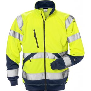 Fristads - 7426 SHV - Sweatjack - Hi-Vis Geel/Marineblauw - Katoen - Industrieel Wasbaar