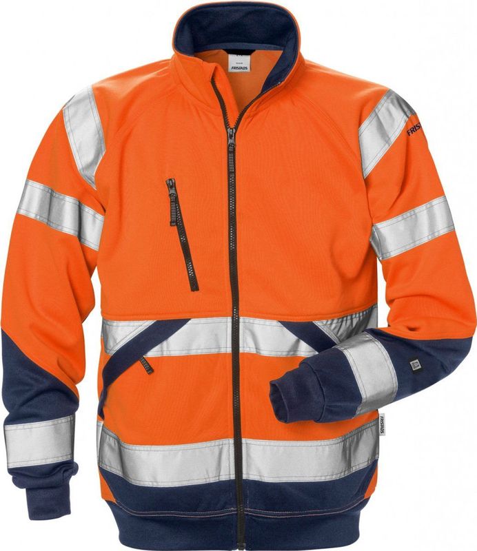 Fristads - 7426 SHV - Sweatjack - Hi-Vis Oranje/Marineblauw - Katoen - Klasse 3