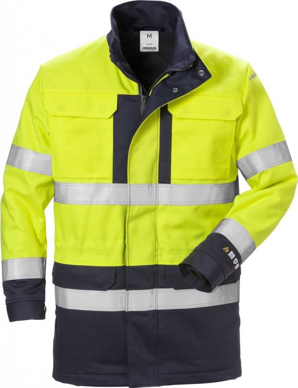 Fristads Flame high vis winterparka klasse 3 4589 FLAM Hi-Vis geel/marineblauw maat XS