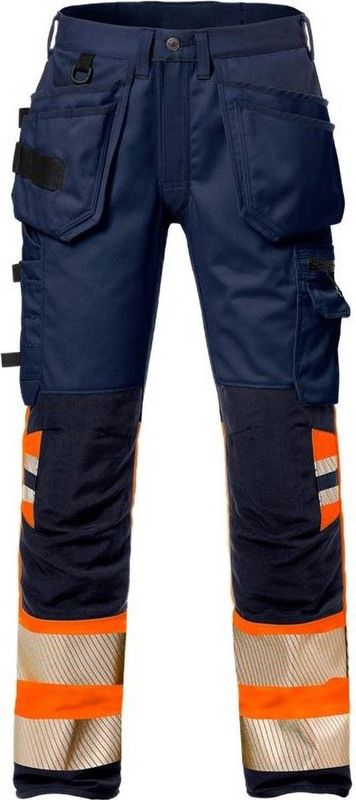 Fristads Hi Vis Werkbroek Stretch Klasse 1 2706 Plu - Hi-Vis oranje/marineblauw