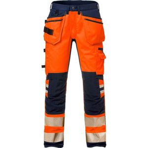 Fristads Hi Vis Werkbroek Stretch Klasse 2 2707 Plu - Hi-Vis oranje/marineblauw