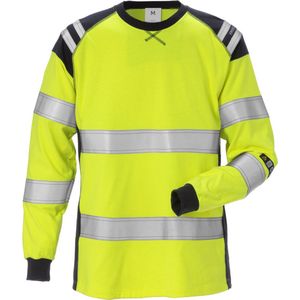 Fristads Flamestat Hi Vis T-Shirt Met Lange Mouw Dames Klasse 3 7097 Tflh - Hi-Vis geel marineblauw