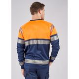Fristads Hi Vis T-Shirt Met Lange Mouwen Klasse 1 7519 Thv - Hi-Vis oranje marineblauw