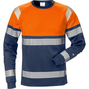 Fristads Hi Vis T-Shirt Met Lange Mouwen Klasse 1 7519 Thv - Hi-Vis oranje marineblauw