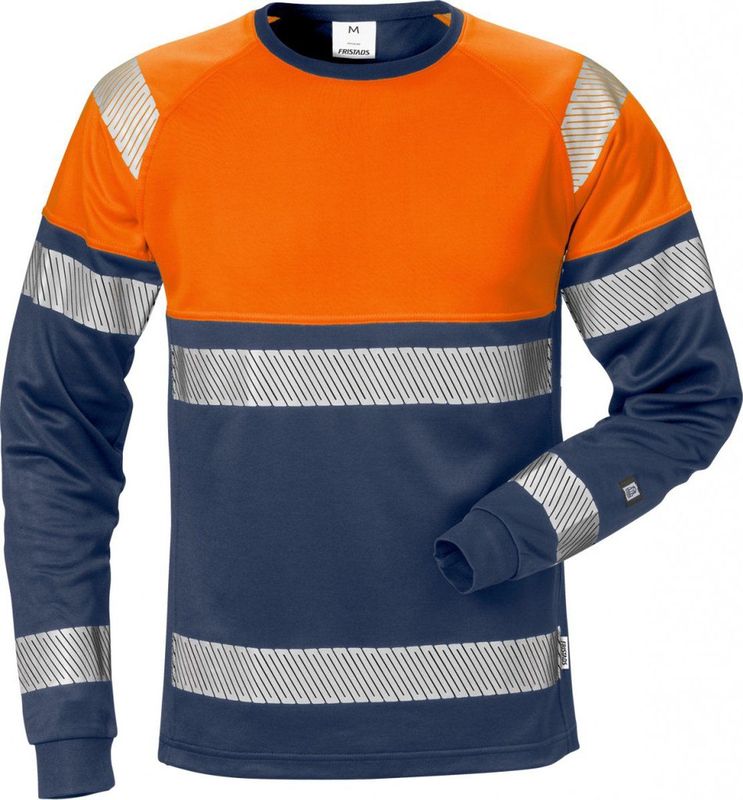 Fristads Hi Vis T-Shirt Met Lange Mouwen Klasse 1 7519 Thv - Hi-Vis oranje marineblauw