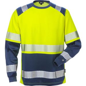 Fristads High vis T-shirt lange mouwen klasse 2 7457 THV Hi-Vis geel/marineblauw maat XS