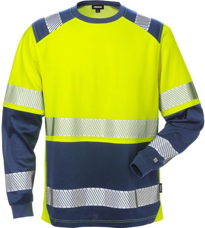 Fristads High vis T-shirt lange mouwen klasse 2 7457 THV Hi-Vis geel/marineblauw maat XS