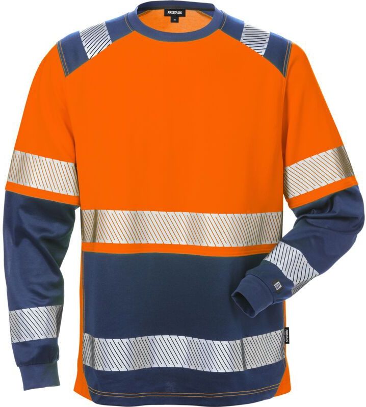 Fristads High vis T-shirt lange mouwen klasse 2 7457 THV Hi-Vis oranje/marineblauw maat XS