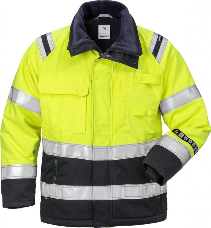 Fristads Flamestat high vis winterjack dames klasse 3 4285 ATHS Hi-Vis geel/marineblauw maat XS