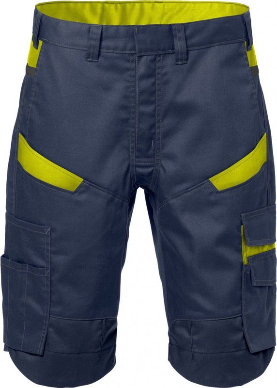 Fristads Korte Broek 2562 Stfp - Marineblauw/hi-vis geel