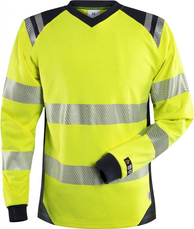 Fristads Flamestat Hi Vis T-Shirt Dames Klasse 3 7357 Tfl - Hi-Vis geel marineblauw