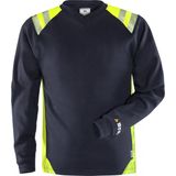 Fristads - Flamestat T-Shirt Lange Mouwen - Marineblauw/hi-vis geel - V-hals - 54% modacryl, 44% katoen, 2% antistatische vezels