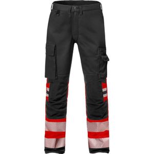 Fristads Hi Vis Broek Stretch Klasse 1 2705 Plu - Hi-Vis rood/zwart