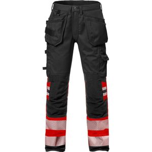 Fristads Hi Vis Werkbroek Stretch Klasse 1 2706 Plu - Hi-Vis rood/zwart