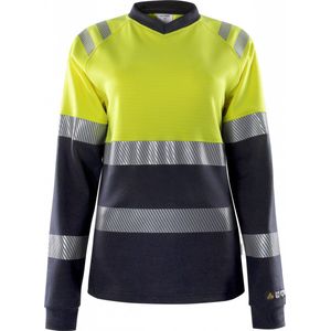 Fristads Flamestat Hi Vis Dames T-Shirt Met Lange Mouwen Klasse 1 7108 Tfl - Hi-Vis geel/marineblauw - S