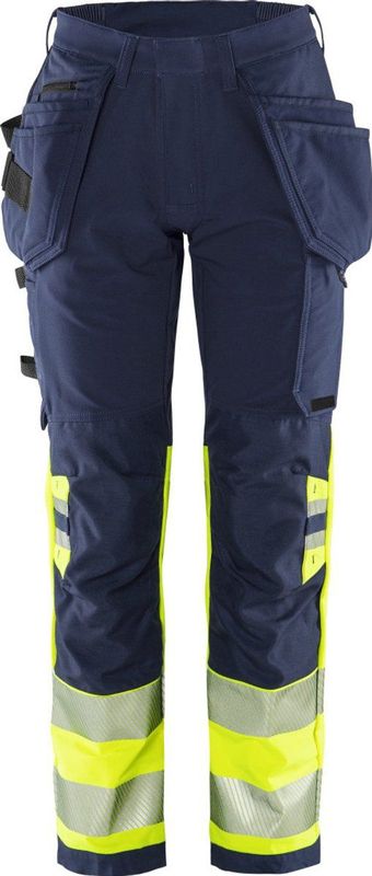 Fristads High Vis Green werkbroek dames stretch klasse 1 2663 GSTP Hi-Vis Geel/Marineblauw maat 34