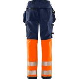 Fristads High Vis Green werkbroek dames stretch klasse 1 2663 GSTP - Hi-Vis oranje/marineblauw