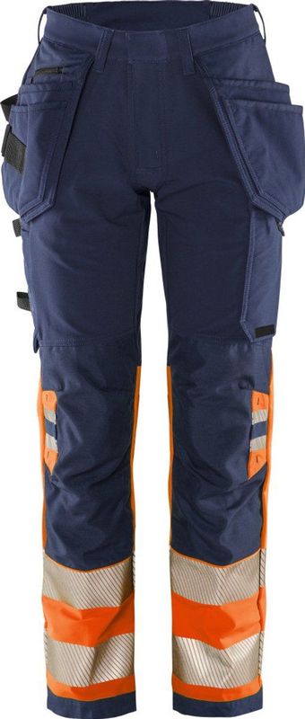 Fristads High Vis Green werkbroek dames stretch klasse 1 2663 GSTP - Hi-Vis oranje/marineblauw