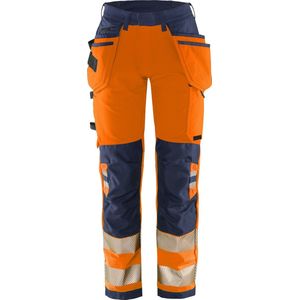 Fristads High Vis Green werkbroek dames stretch klasse 2 2664 GSTP - Hi-Vis oranje/marineblauw