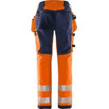 Fristads High Vis Green werkbroek dames stretch klasse 2 2664 GSTP Hi-Vis Oranje/Marineblauw maat 34