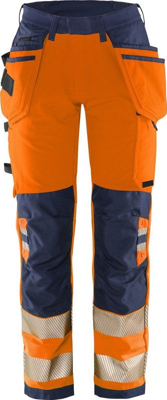 Fristads High Vis Green werkbroek dames stretch klasse 2 2664 GSTP Hi-Vis Oranje/Marineblauw maat 36