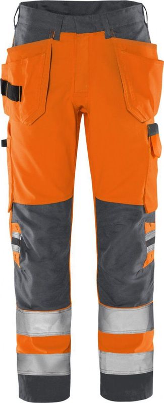 Fristads High vis Green werkbroek klasse 2 2641 GPLU - Hi-Vis Oranje/Grijs