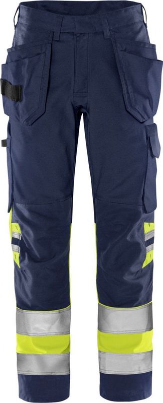 Fristads High vis Green werkbroek klasse 1 2640 GPLU - Hi-Vis geel/marineblauw