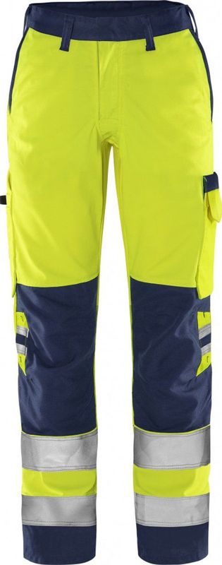 Fristads High vis Green broek dames klasse 2 2642 GPLU - Hi-Vis geel/marineblauw
