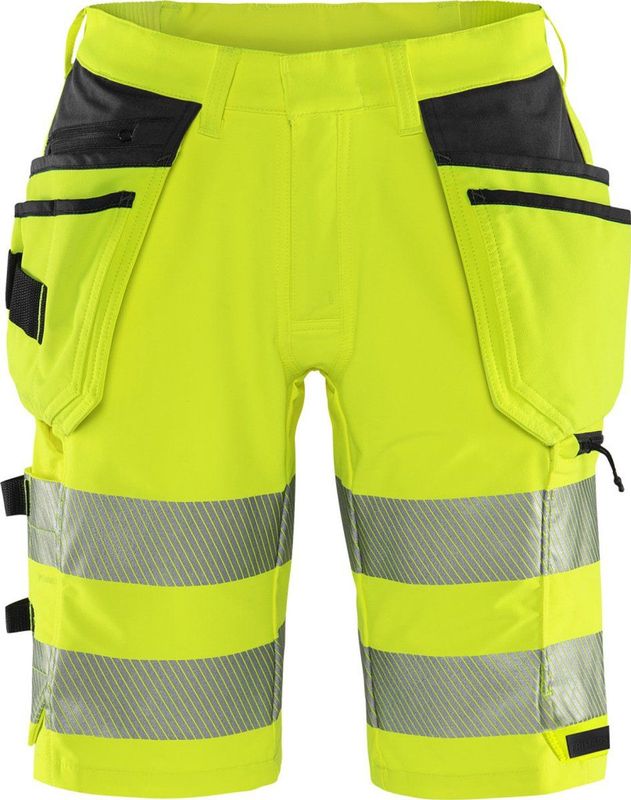 Fristads High vis Green stretch korte broek klasse 2 2646 GSTP - Hi-Vis geel/zwart