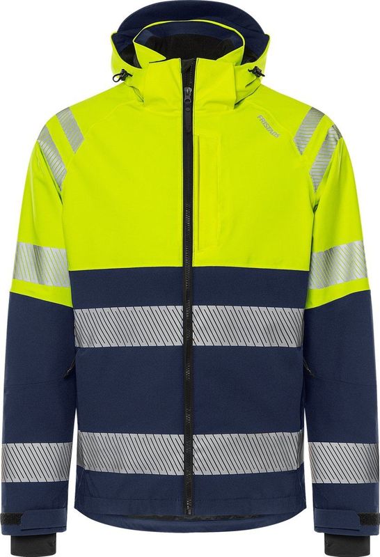 Fristads - Hogezichtbaarheids Stretch Shelljack - Geel/Marineblauw - Klasse 2