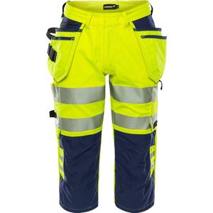 Fristads Hogezichtbaarheids 3/4 broek klasse 2 2666 GSTP - Hi-Vis geel/marineblauw
